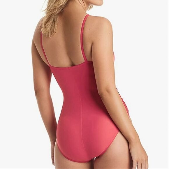 Ellen Tracy Women High Neck Over the Shoulder One Piece keyhole Swimsuit Sx 8 - Picture 12 of 13